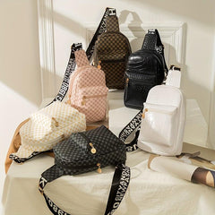 Geometric Print Sling Bag Faux Leather Chest Bag