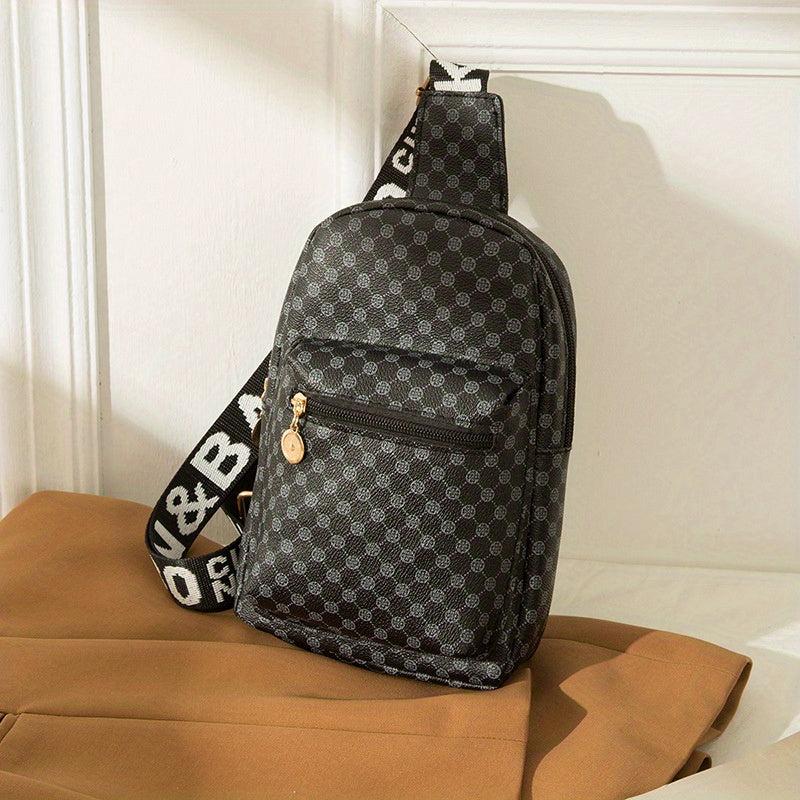 Geometric Print Sling Bag Faux Leather Chest Bag