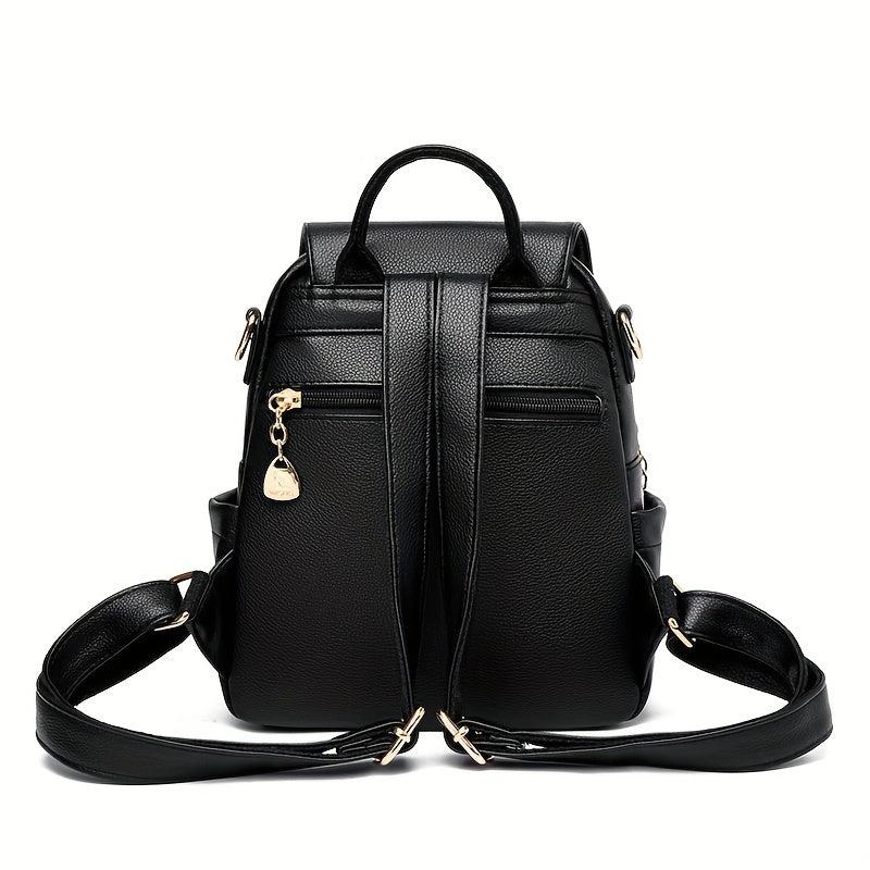 Plaid PU Leather Backpack Double Zipper Travel Backpack
