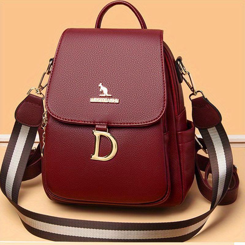 Plaid PU Leather Backpack Double Zipper Travel Backpack