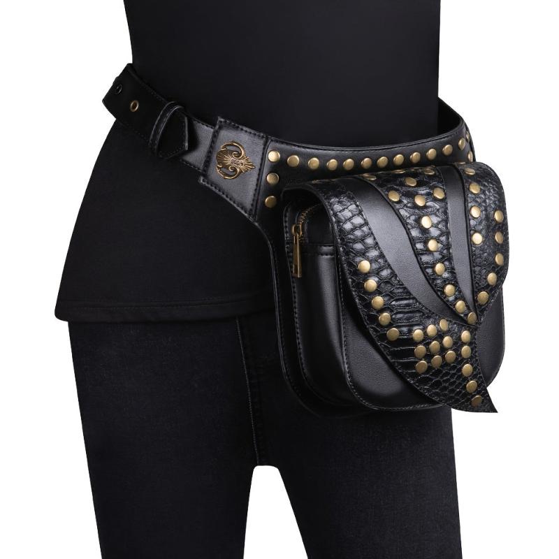 Punk Rivets Decor Waist Bag Gothic Fancy Pack Stylish Storage