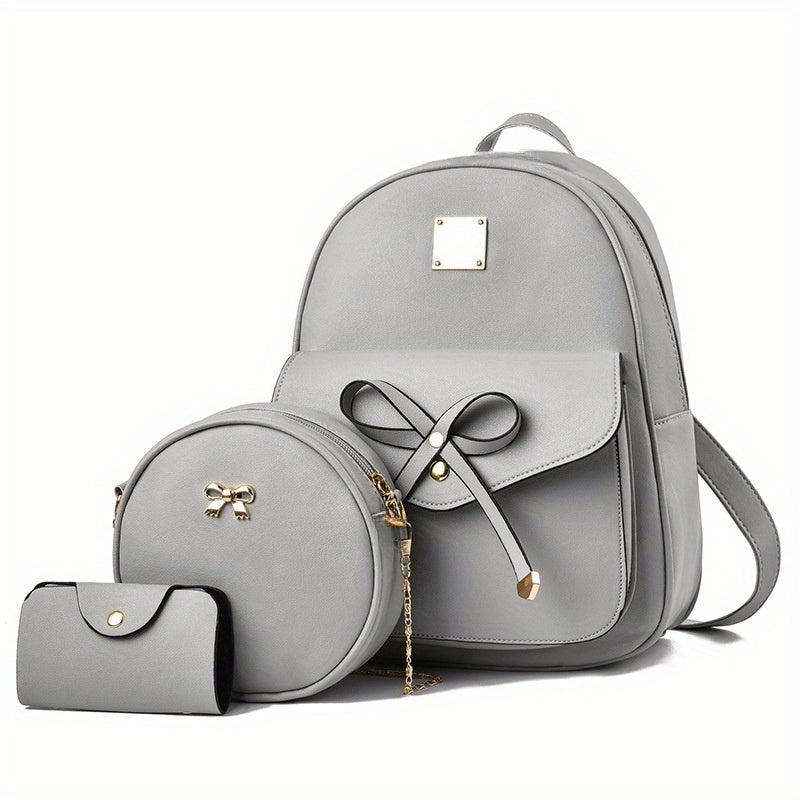 3pcs Women's Backpack Set with Crossbody Bag - Solid High end Backpack
