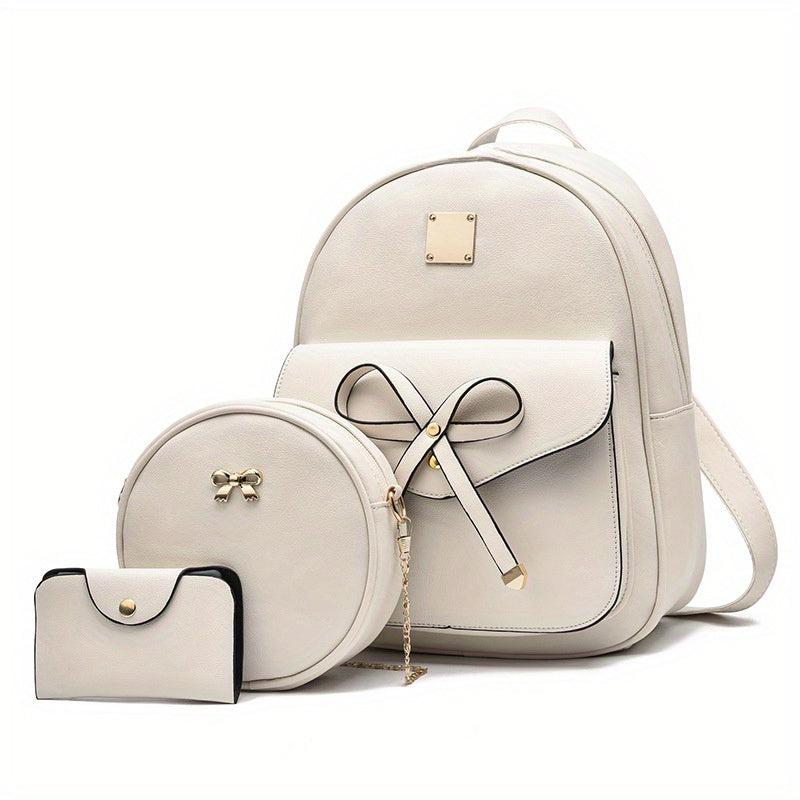 3pcs Women's Backpack Set with Crossbody Bag - Solid High end Backpack