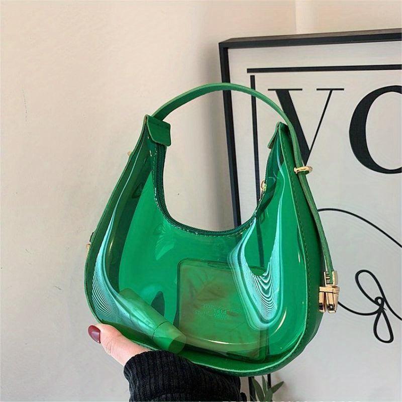 Mini Transparent Crescent Shoulder Bag Clear Acrylic Y2K Underarm Bag