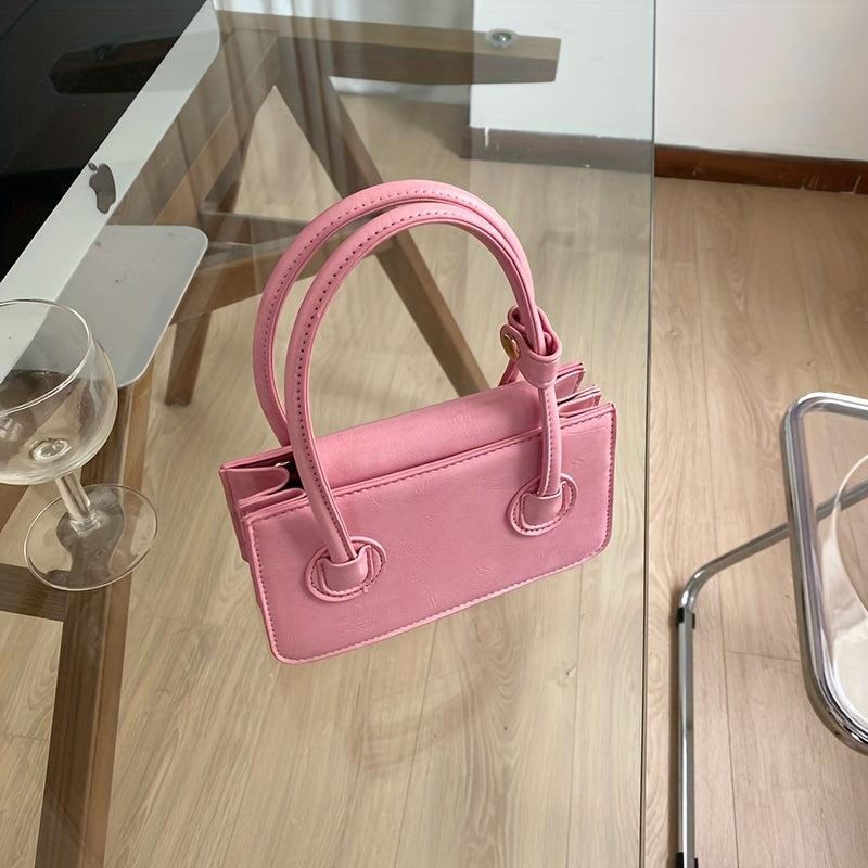 Pink Mini Square Handbag Top Handle Small Purse