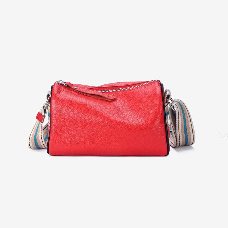 Colorful Strap Crossbody Bag Women's Leather Shoulder Bag Zipper