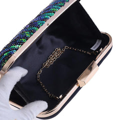 Peacock Evening Bag Box Clutch Glitter Handbag For Party Prom Dinner