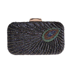 Peacock Evening Bag Box Clutch Glitter Handbag For Party Prom Dinner