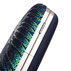 Peacock Evening Bag Box Clutch Glitter Handbag For Party Prom Dinner