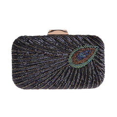 Peacock Evening Bag Box Clutch Glitter Handbag For Party Prom Dinner