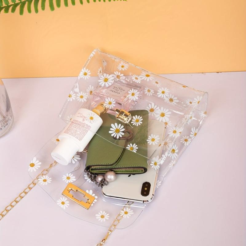 Daisy Pattern Square Bag Jelly Shoulder Bag Satchel Chain Bag