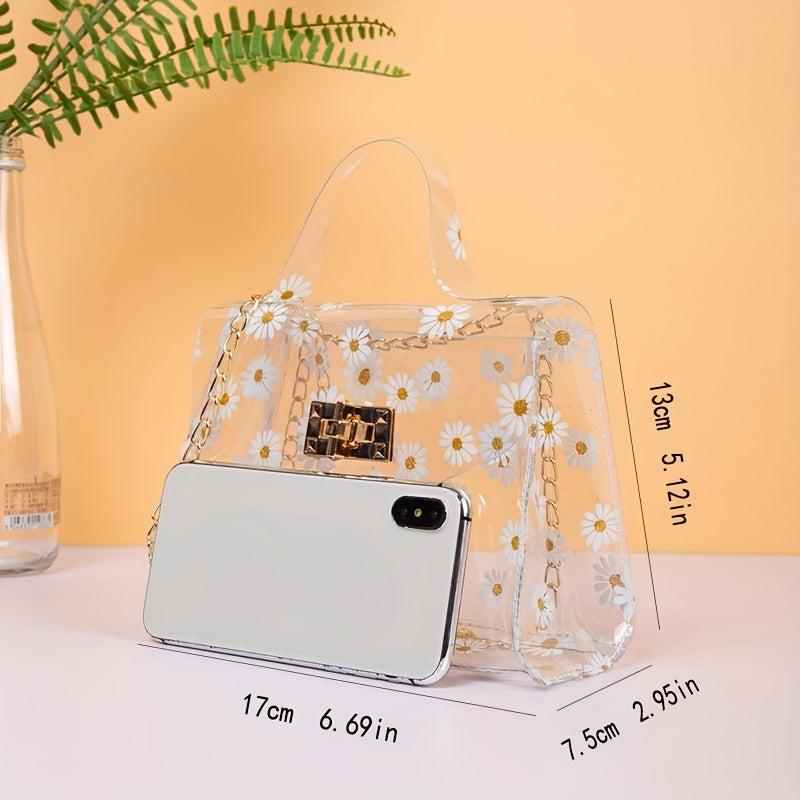 Daisy Pattern Square Bag Jelly Shoulder Bag Satchel Chain Bag