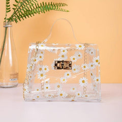 Daisy Pattern Square Bag Jelly Shoulder Bag Satchel Chain Bag