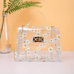 Daisy Pattern Square Bag Jelly Shoulder Bag Satchel Chain Bag