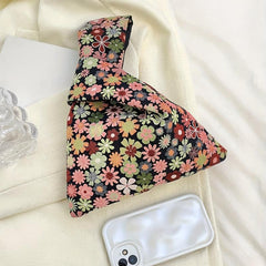 Flower Graphic Canvas Tote Handbag Floral Purse For Women