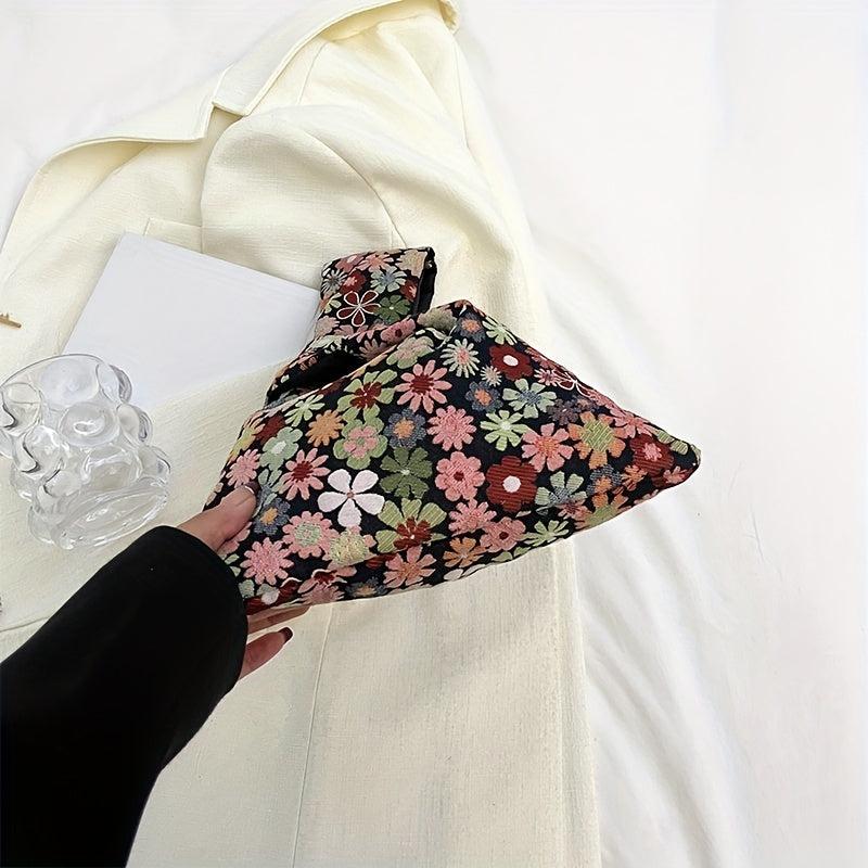 Flower Graphic Canvas Tote Handbag Floral Purse For Women