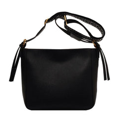 Minimalist Solid Shoulder Bag with Geometric Pattern Strap