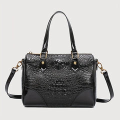 Crocodile Embossed Boston Bag Shoulder Crossbody All Match