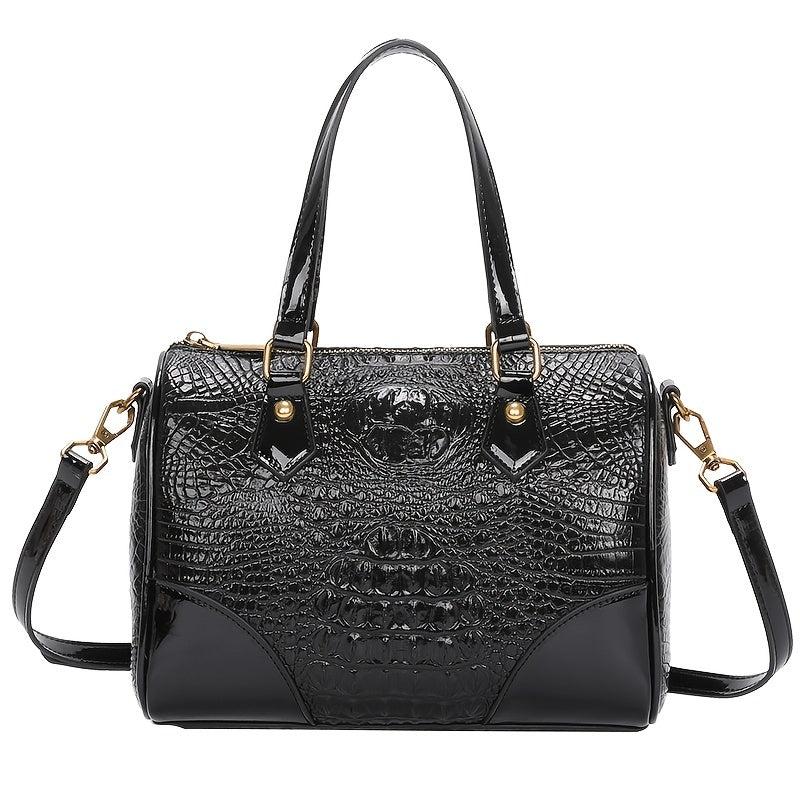 Crocodile Embossed Boston Bag Shoulder Crossbody All Match