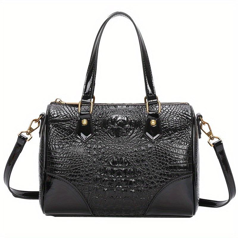 Crocodile Embossed Boston Bag Shoulder Crossbody All Match