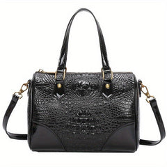Crocodile Embossed Boston Bag Shoulder Crossbody All Match