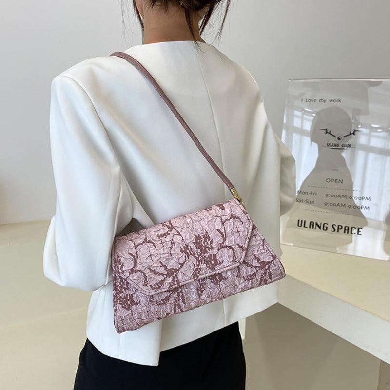 Classic Solid Shoulder Bag Ruched Pattern Armpit Bag