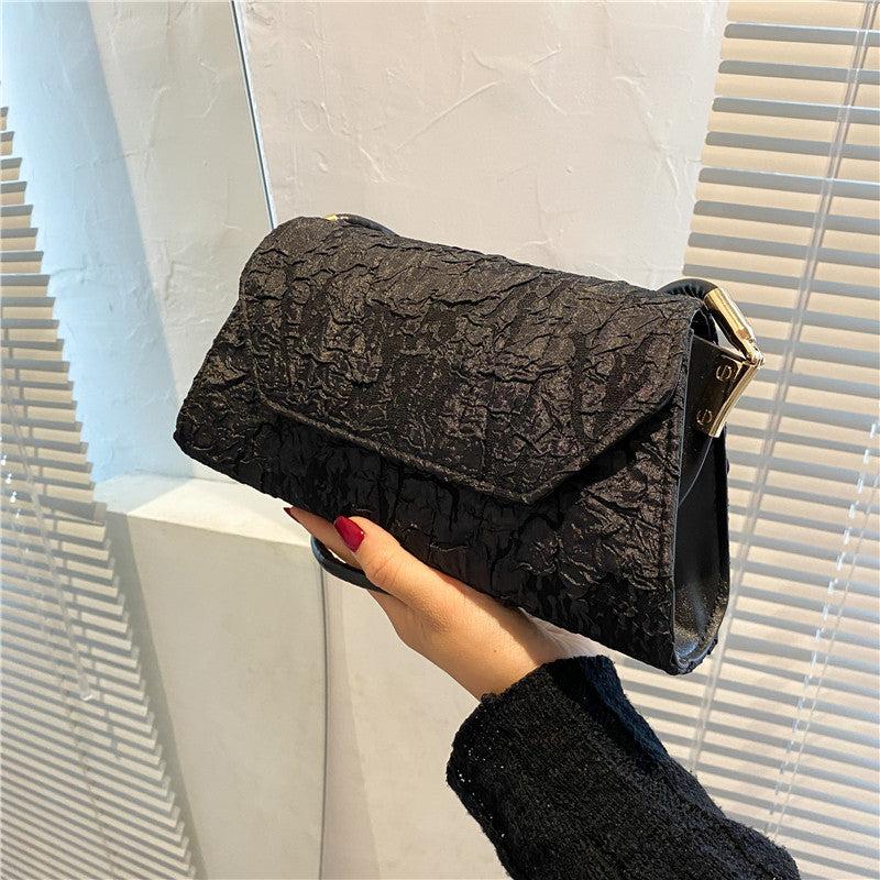Classic Solid Shoulder Bag Ruched Pattern Armpit Bag