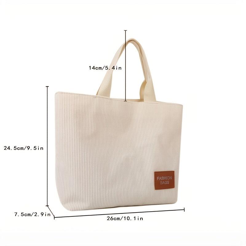 Corduroy Tote Bag Casual Shoulder Bag Reusable Shopping Bag