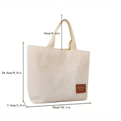 Corduroy Tote Bag Casual Shoulder Bag Reusable Shopping Bag