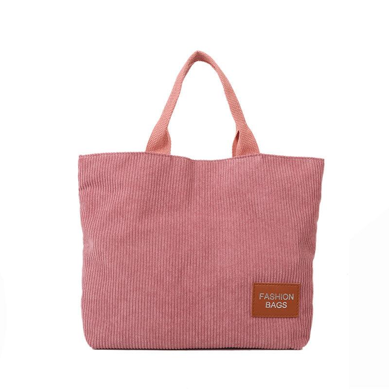 Corduroy Tote Bag Casual Shoulder Bag Reusable Shopping Bag
