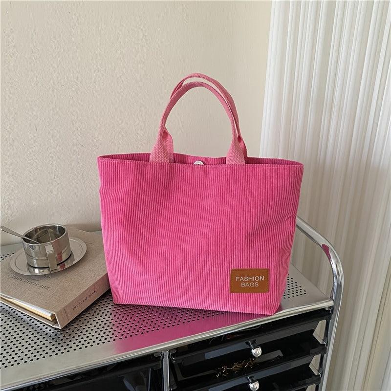 Corduroy Tote Bag Casual Shoulder Bag Reusable Shopping Bag