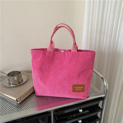 Corduroy Tote Bag Casual Shoulder Bag Reusable Shopping Bag