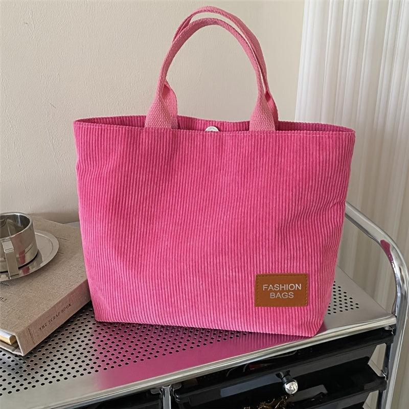 Corduroy Tote Bag Casual Shoulder Bag Reusable Shopping Bag