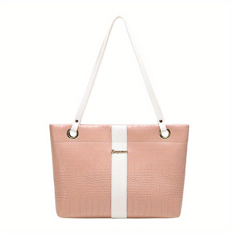 Crocodile Embossed Tote Bag Large Capacity Shoulder Bag