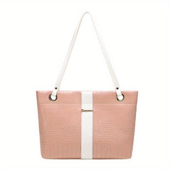 Crocodile Embossed Tote Bag Large Capacity Shoulder Bag