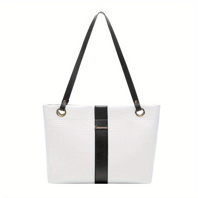 Crocodile Embossed Tote Bag Large Capacity Shoulder Bag