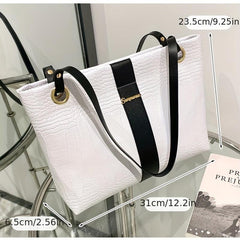 Crocodile Embossed Tote Bag Large Capacity Shoulder Bag