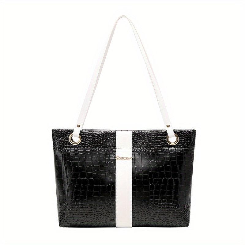 Crocodile Embossed Tote Bag Large Capacity Shoulder Bag