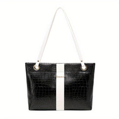 Crocodile Embossed Tote Bag Large Capacity Shoulder Bag