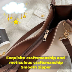 Large Capacity PU Leather Tote Bag Textured Shoulder Bag