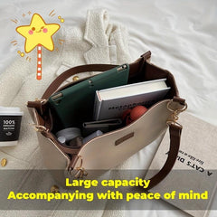 Large Capacity PU Leather Tote Bag Textured Shoulder Bag
