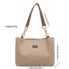 Large Capacity PU Leather Tote Bag Textured Shoulder Bag