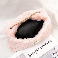 Argyle Pattern Plush Shoulder Bag Classic Turn Lock Bag