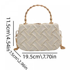 Ruched Square Shoulder Bag Top Handle Handbag Solid Crossbody Bag