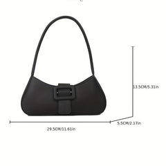 Minimalist Baguette Bag Solid Shoulder Bag Buckle Decor Underarm Purse