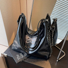 Pink Butterfly Pattern Hobo Bag Y2K Niche Shoulder Bag