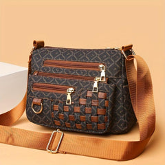 Retro Woven Crossbody Bag Letter Print Shoulder Bag Women's Purse