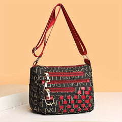 Retro Woven Crossbody Bag Letter Print Shoulder Bag Women's Purse