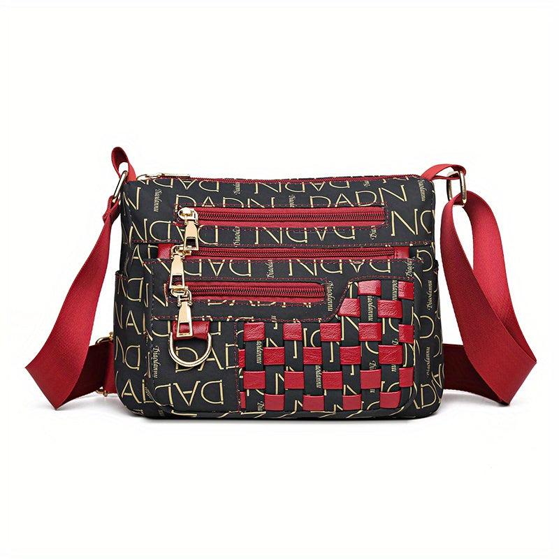 Retro Woven Crossbody Bag Letter Print Shoulder Bag Women's Purse