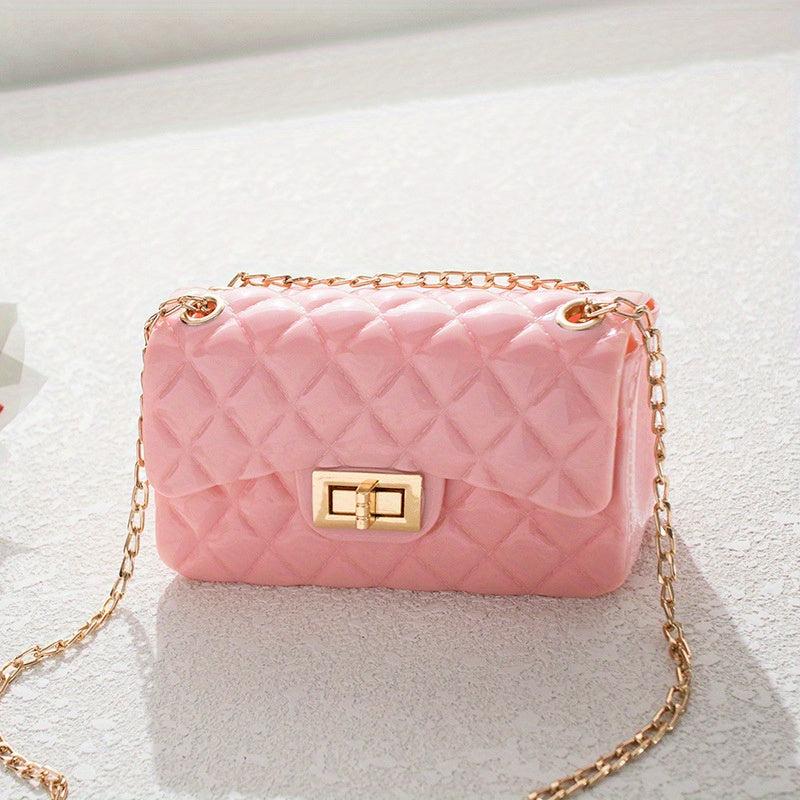 Quilted Jelly Crossbody Bag PVC Shoulder Bag Women's Handbag Purse